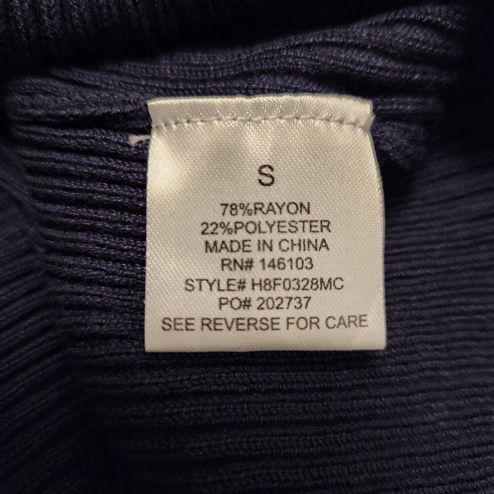 Hippie Rose Bellbottom Blue Ribbed Knit Mock Neck Top Size Small - Picture 7 of 9